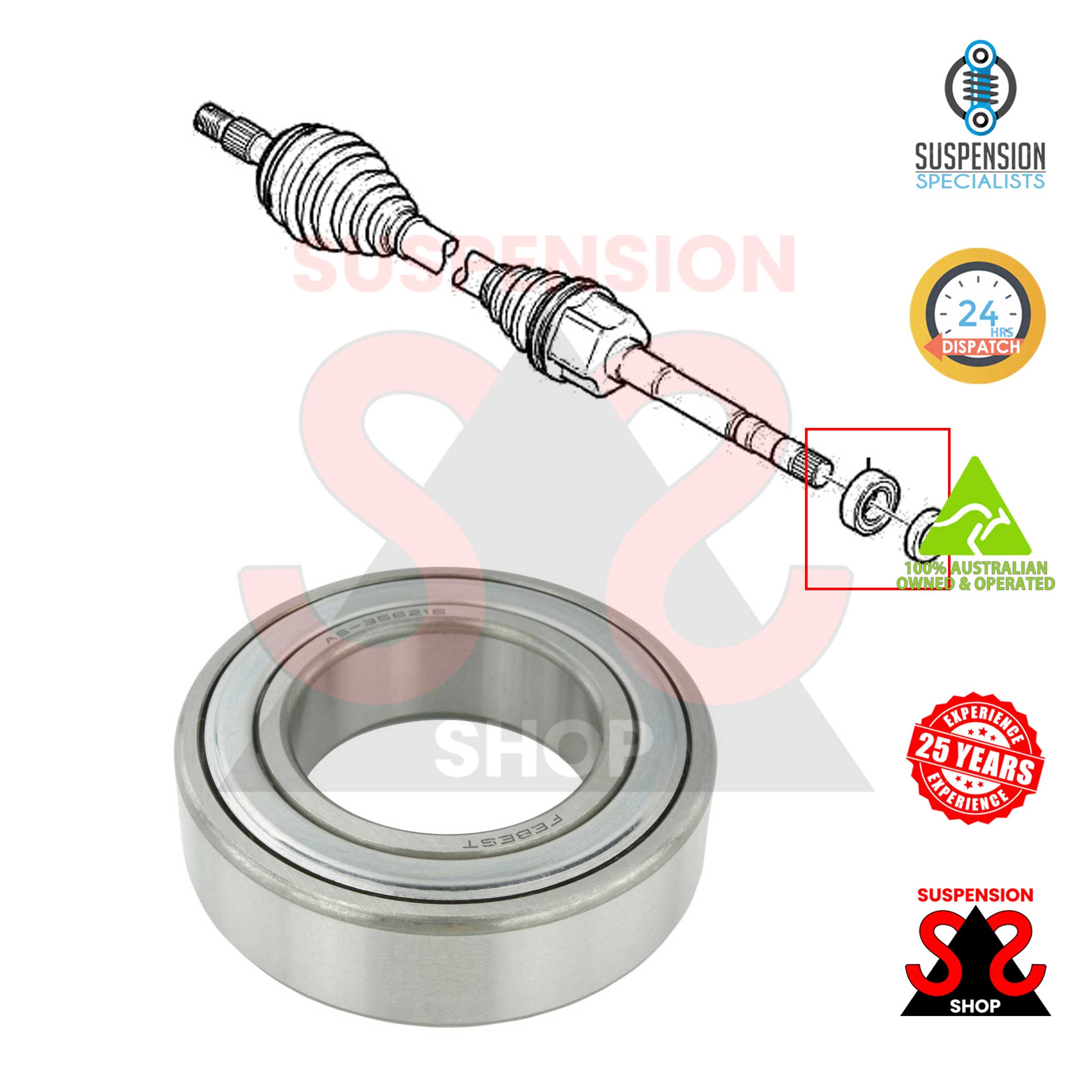 Inner Outer Bearing, drive shaft for Peugeot 307 2003-2008 2.0L